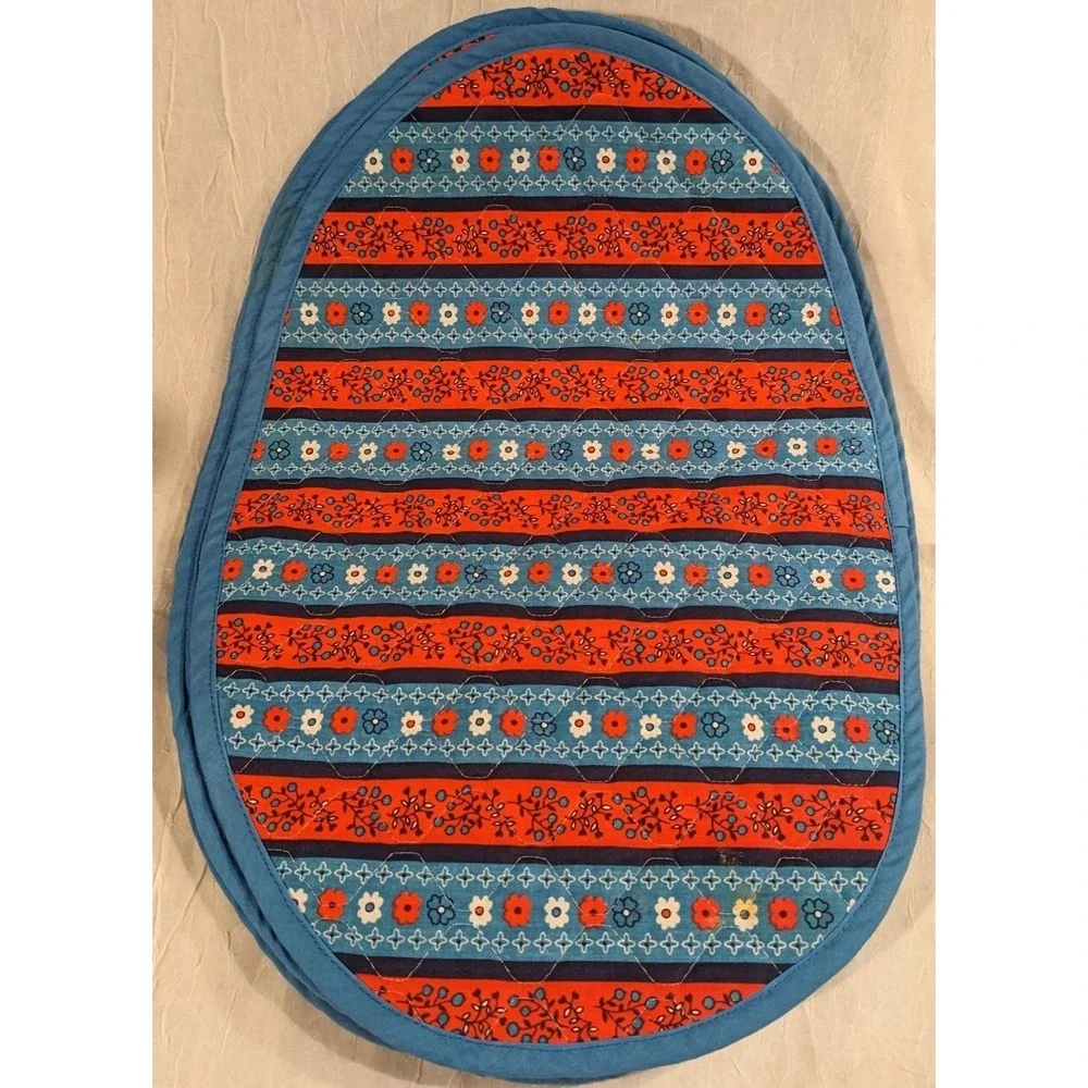 4 Placemats Quilted Oval Floral Cottage Prairie Boho Grandma Core Granny Set Vtg